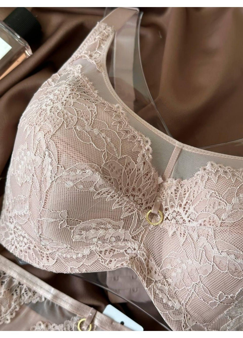 Пудровый комплект бюстгальтер + трусики слипы 2335 пудровый Weiyesi