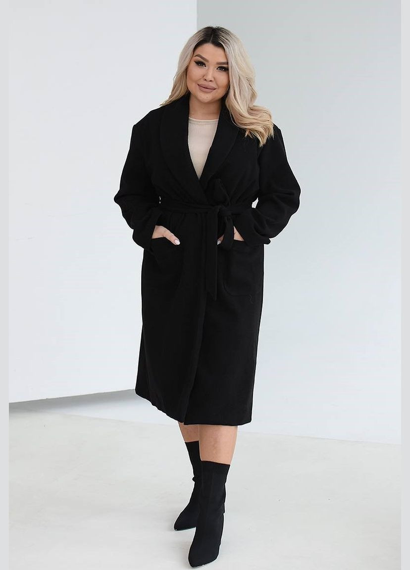 Черное Женское кашемировое пальто цвет черный р.48/50 451565 New Trend