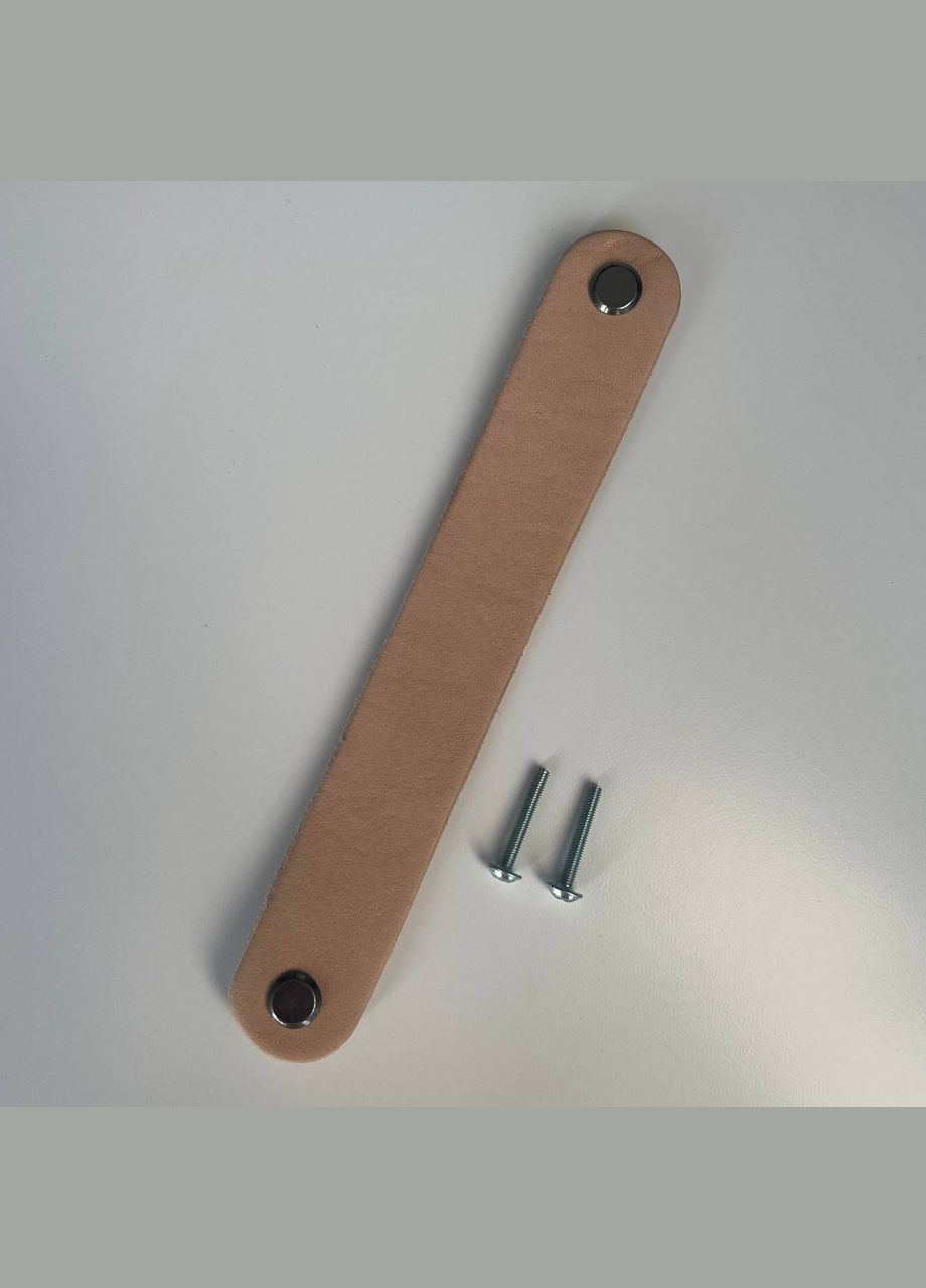 Ручка для меблів з натуральної шкіри "Полоса" квадратна шкіряна ручка, бежева, фурнітура чорний нікель, 165*25 мм No Brand (328263014)