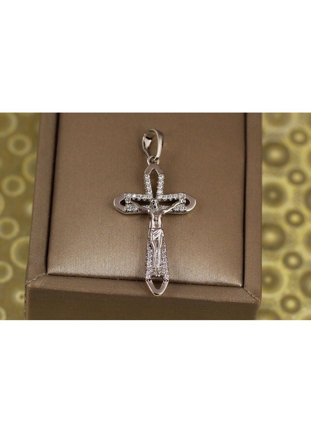 Хрестик з розп"яттям і заокругленими краями 3,2 см сріблястий love-shopping Xuping Jewelry (354657878)