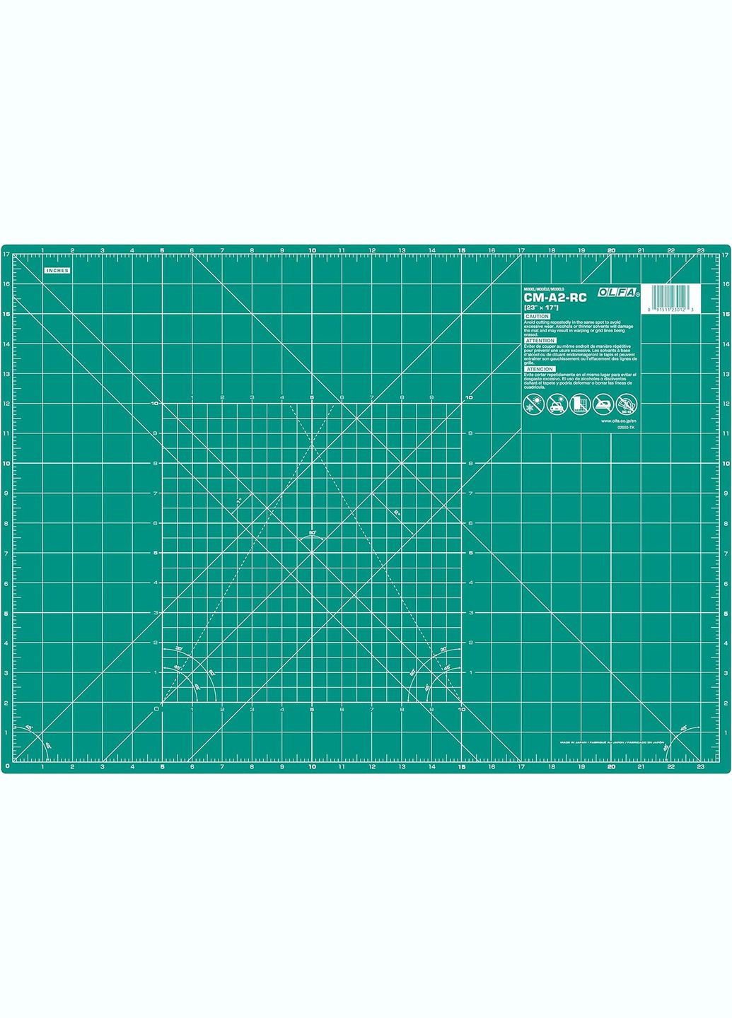 Килимок CM-A2-RC непрорізаємий 600х430х2,0 мм двосторонній 1-метрична 2-дюймова без фталату DEHP (16122) Olfa (315890373)