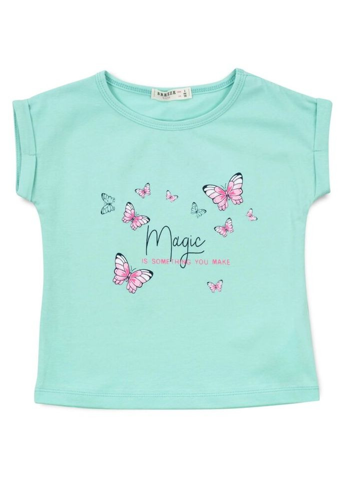 М'ятний літній набір дитячого одягу з метеликами (19828-110g-mint) Breeze