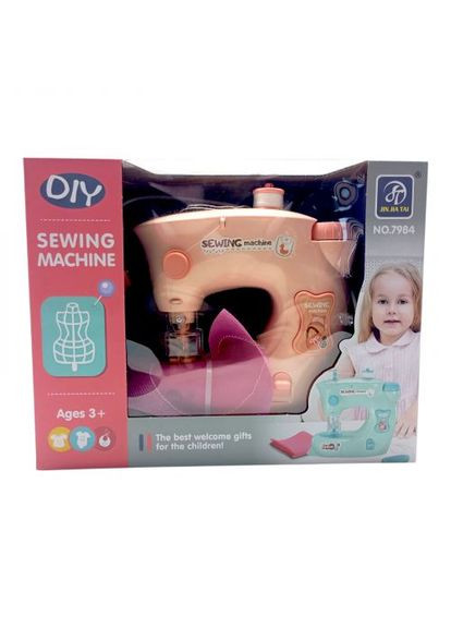 Швейная машинка на батарейках JIN JIA TAI персиковая портативная шьет с подсветкой для ткани и нити ProDobro (367099607)