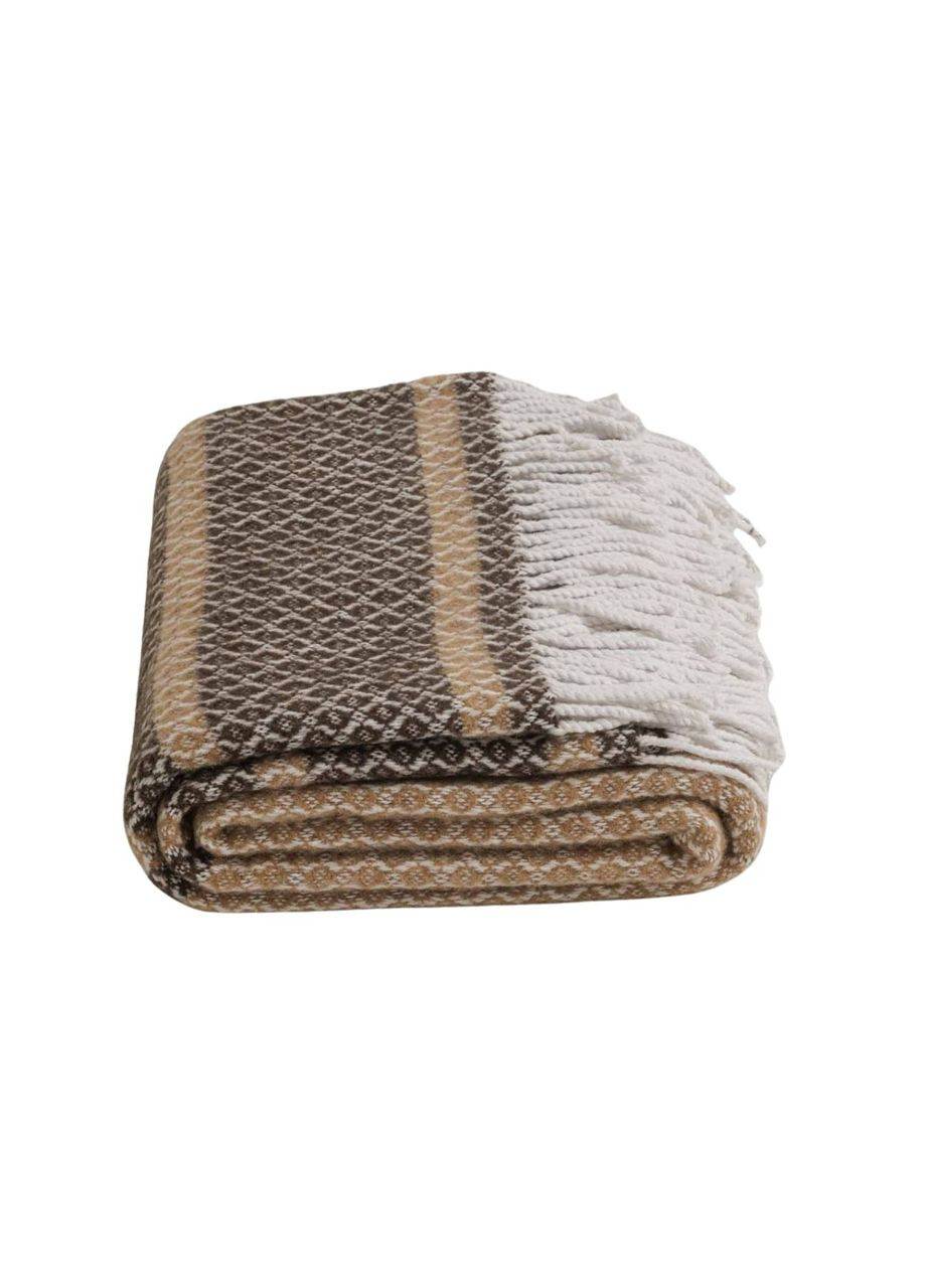 Плед на односпальную кровать 140х200 с шерстью бежевый с коричневым 22440076 Lanavitta (322859759)
