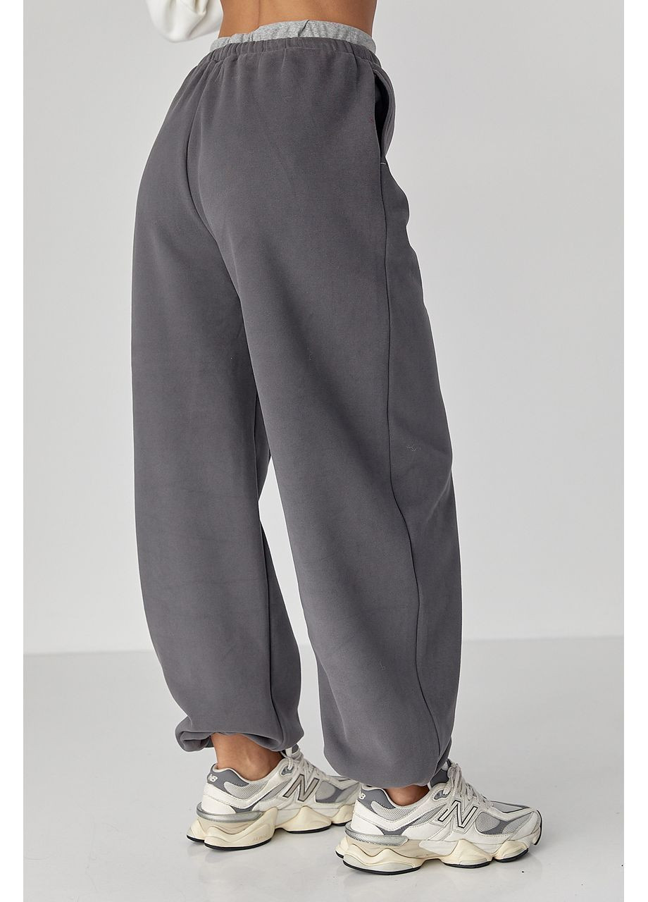 Широкі спортивні штани з начосом - світло-сірий колір Lurex (370601960)