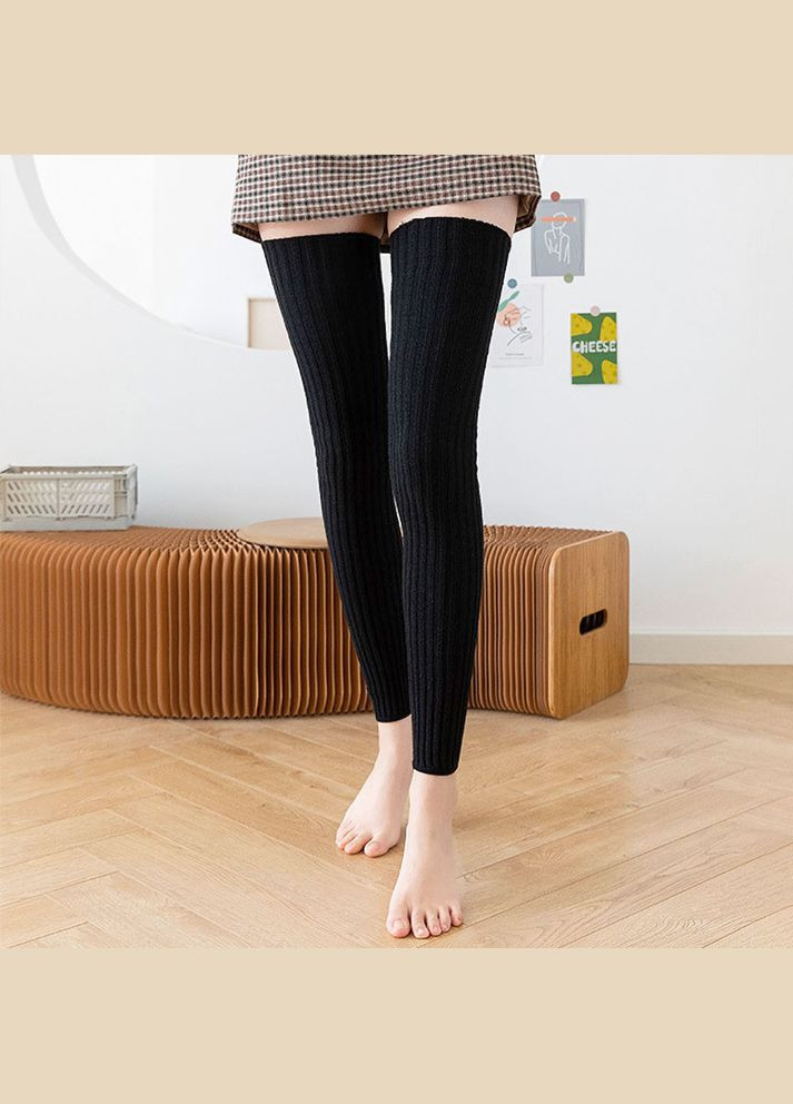 Гетри жіночі високі в рубчик чорні No Brand (315401531)