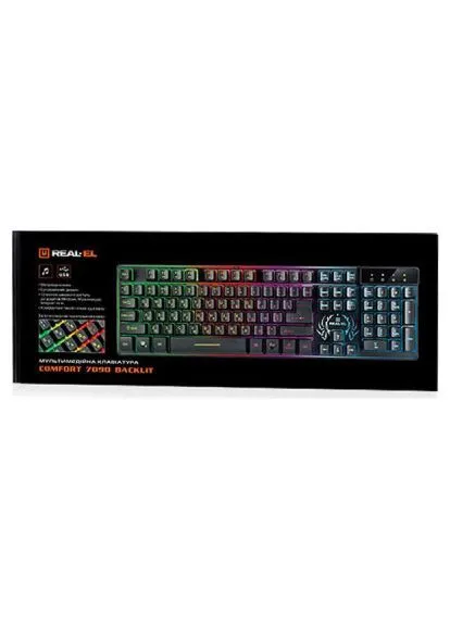 Клавиатура 7090 Comfort Backlit, black Real-El 7090 Comfort Backlit Black (379182145)