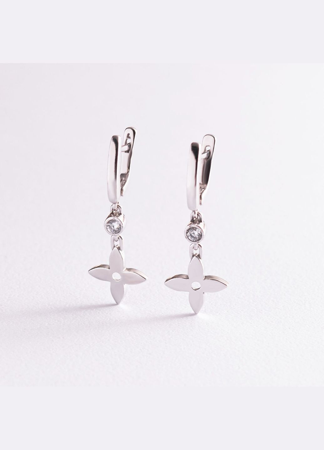 Серебряные серьги Клевер с фианитами 2065/1р-CZ Oniks (268559813)