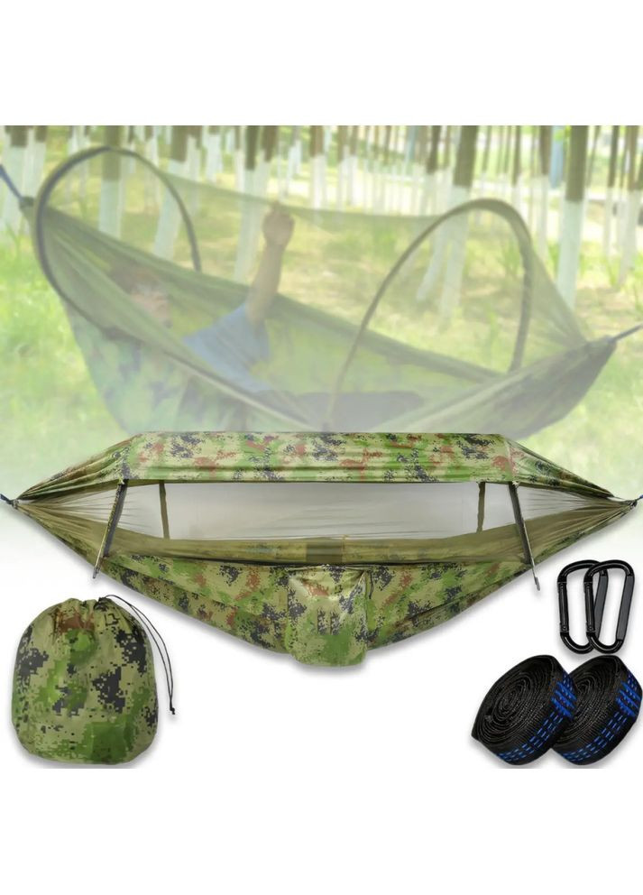 Гамак-спальний мішок Easy Camping з москітною сіткою і навісом від сонця і дощу до 300кг EC-9811 Green UKC (350349096)