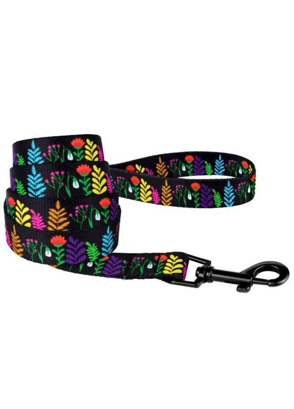 Повідець нейлоновий для собак різних порід та котів Dog Urban Flowers Black - 1,6х152 см BronzeDog (327062677)