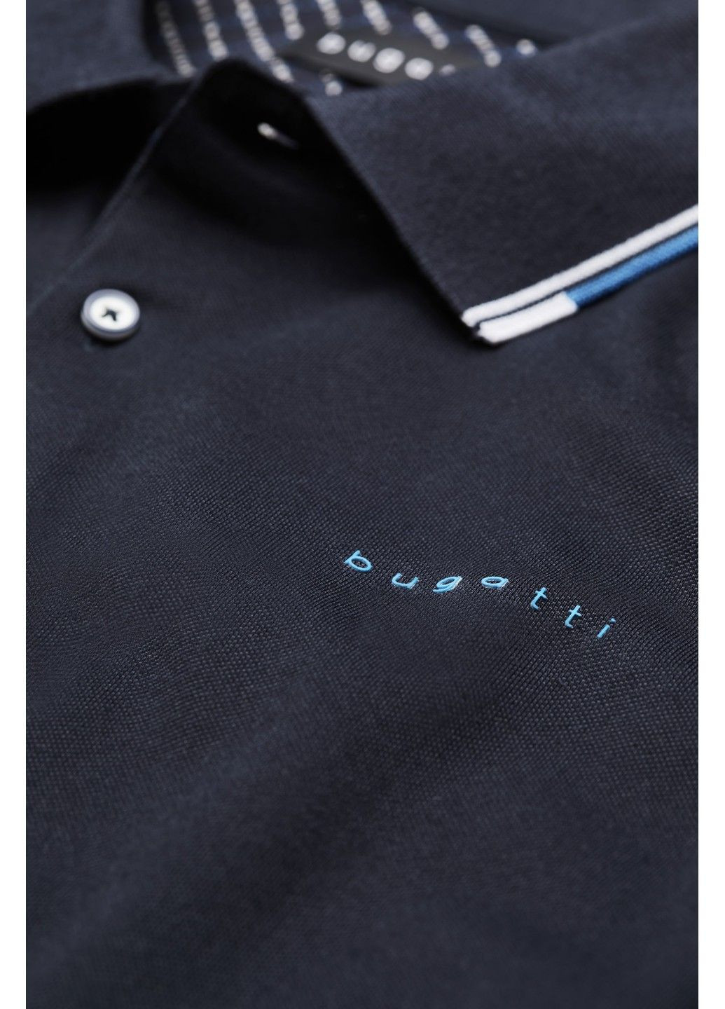 Темно-синяя футболка-мужское поло темно-синий для мужчин Bugatti в полоску