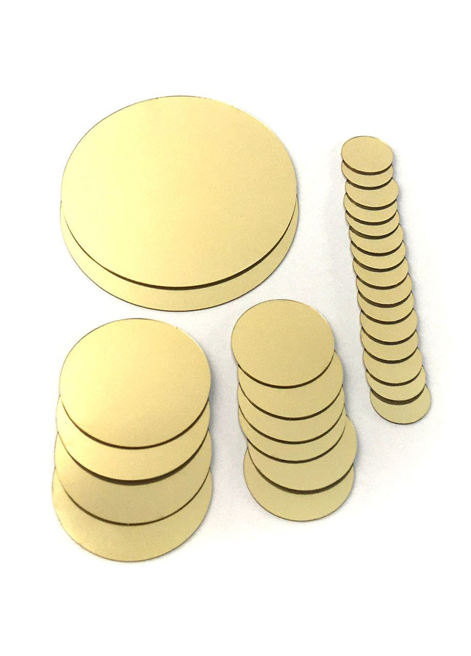 Акриловая зеркальная наклейка декоративная интерьерная на стены Круги 27 шт. золото Ваша Світлість (366334709)