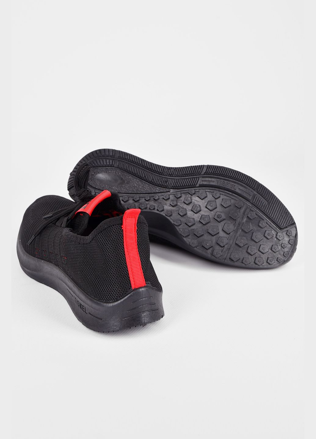 Чорні Осінні кросівки чоловічі текстиль чорного кольору з червоними вставками Let's Shop