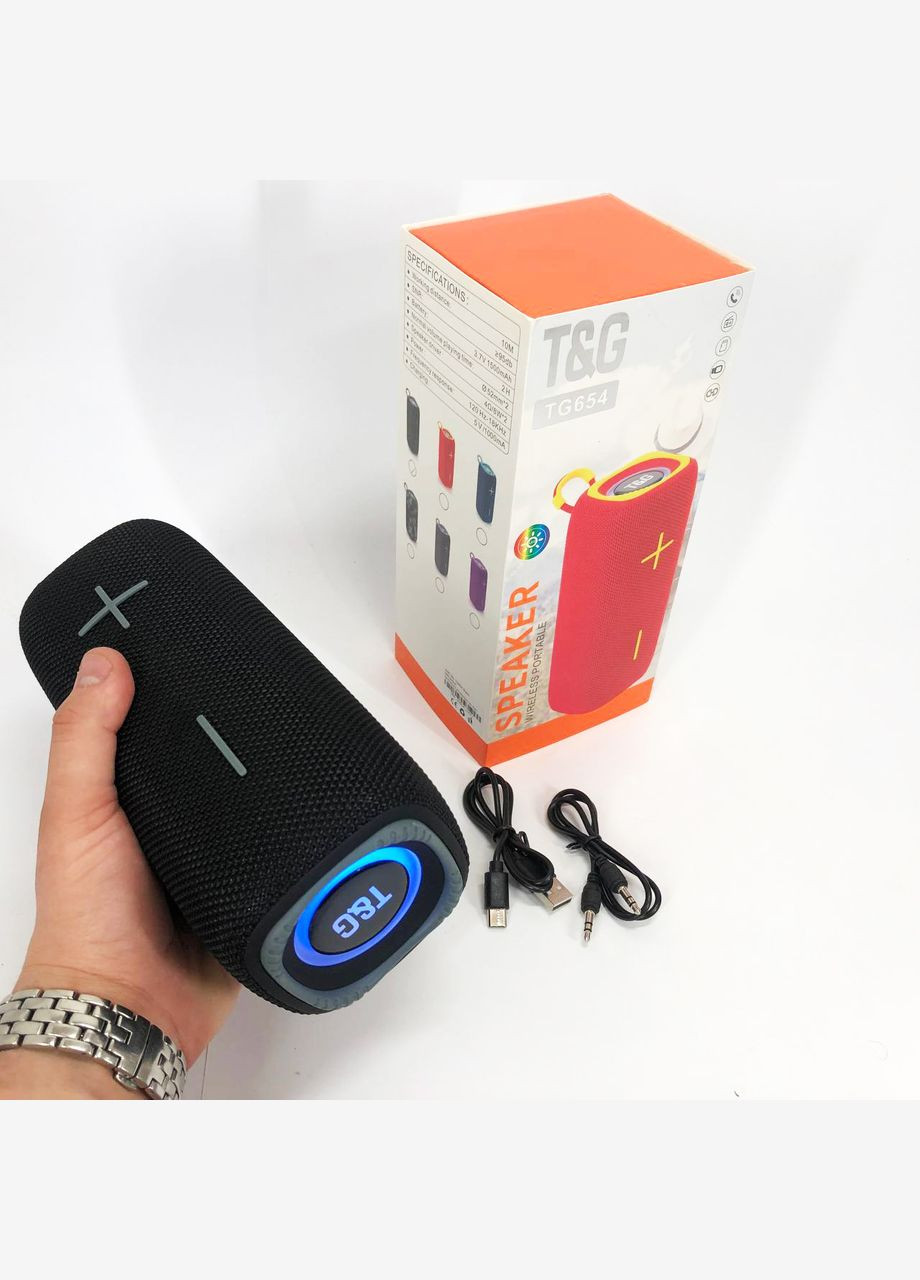 Портативная колонка Bluetooth TG654 8W с подсветкой, аккумуляторная колонка для музыки. Цвет: черный No Brand (359474577)