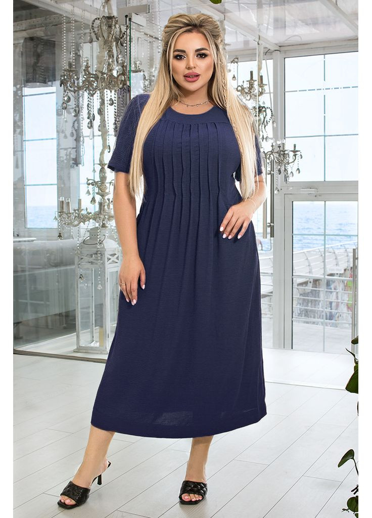 Темно-синя святковий, повсякденний сукня кльош Zemal однотонна
