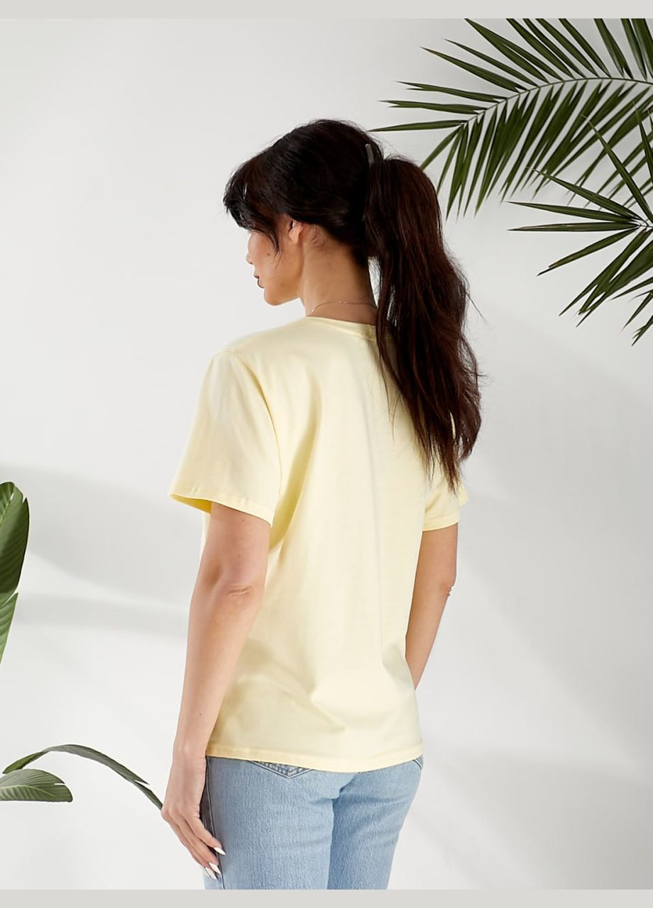 Базова жіноча футболка з малюнком жовтого кольору 32523 No Brand - (328068802)