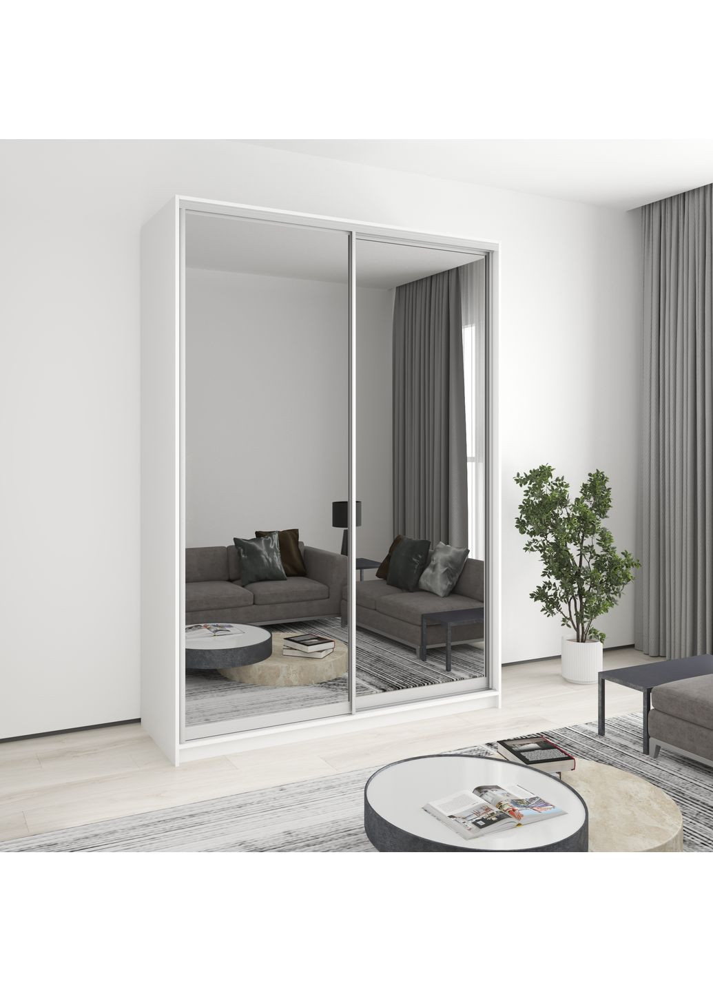 Шафа-купе дводверна Стандарт AL 2 Дзеркала 170x45x240 см Аляска білий (MBS-3796) MebelStar (362373868)