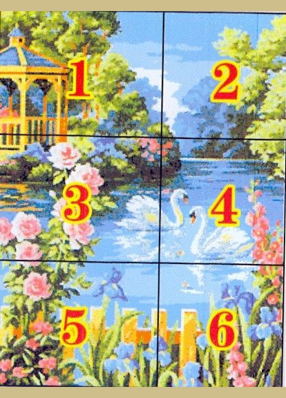 Набор для вышивания по нанесённой на канву схеме "Swan lake 3". AIDA 14CT printed, 48*60 см Joy Sunday (313614602)