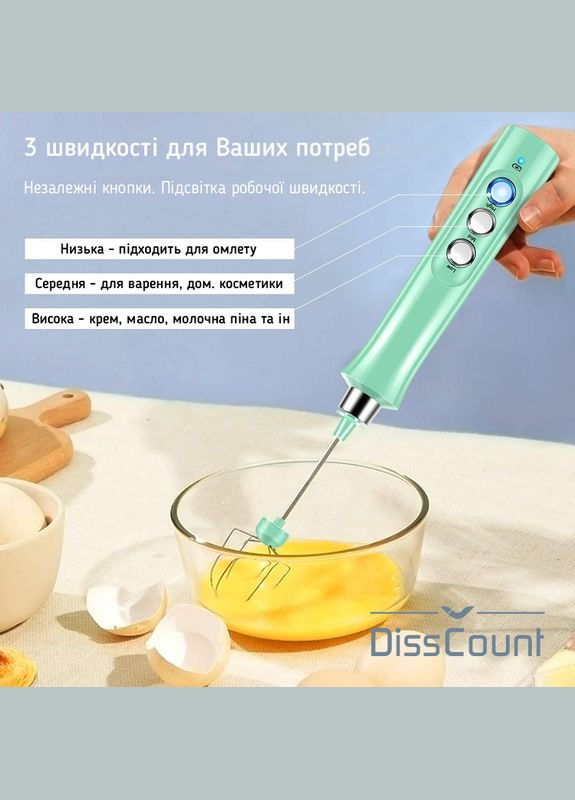 Акумуляторний міксер пінозбивач Zally MF-02 Капучинатор Зелений + 16 трафаретів No Brand (302974879)