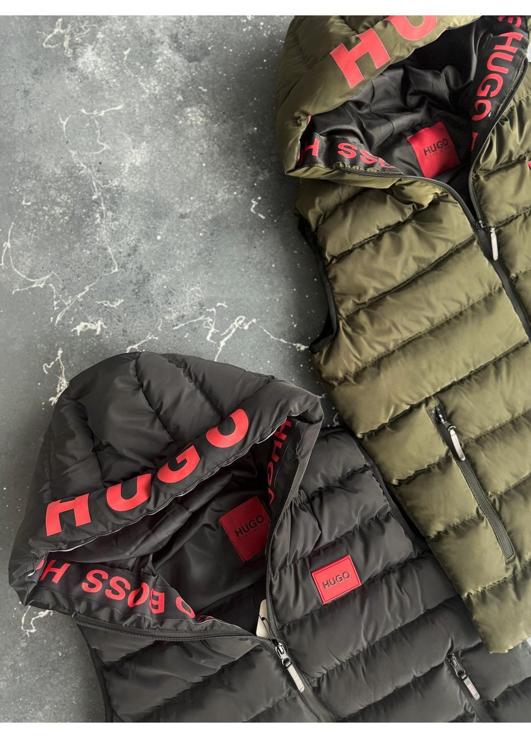 Чоловіча бежева жилетка з капюшоном в стилі hugo boss No Brand (366352309)