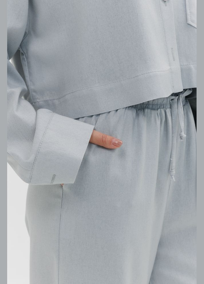 Женский льняной костюм со штанами и укороченной рубашкой Arjen (289842959)