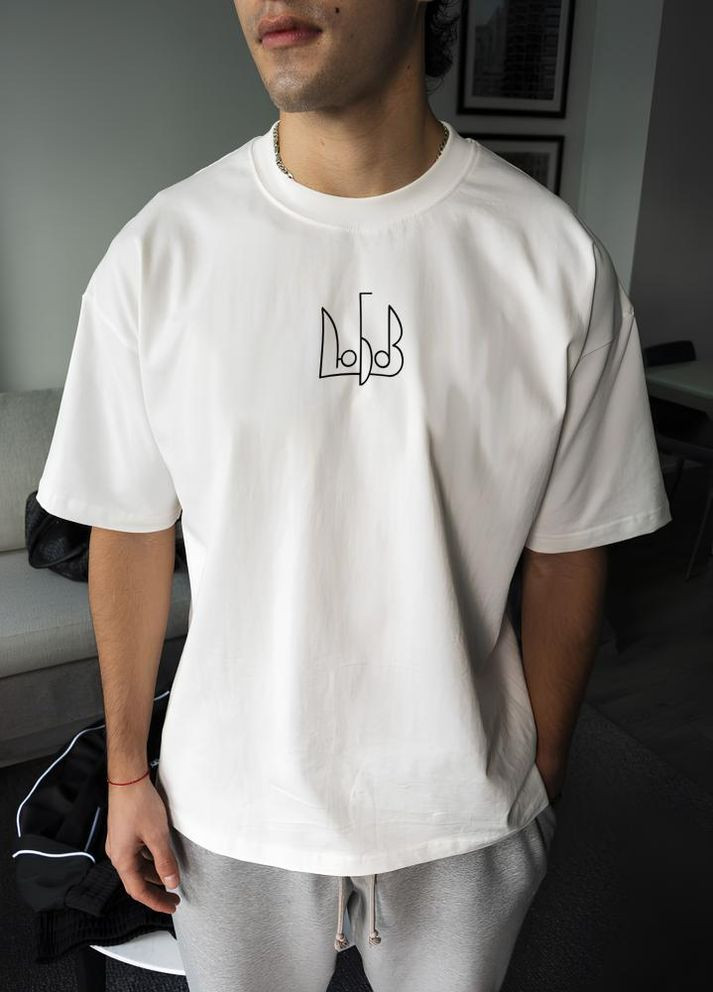Біла футболка з мерчем чоловіча стильна оверсайз прикольно No Brand