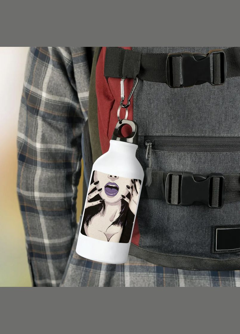 Фляга (бутылка) для воды с карабином 500 мл Металлическая (Туристическая, Для кемпинга, Для спорта) #83 500 мл Белый No Brand (323639668)