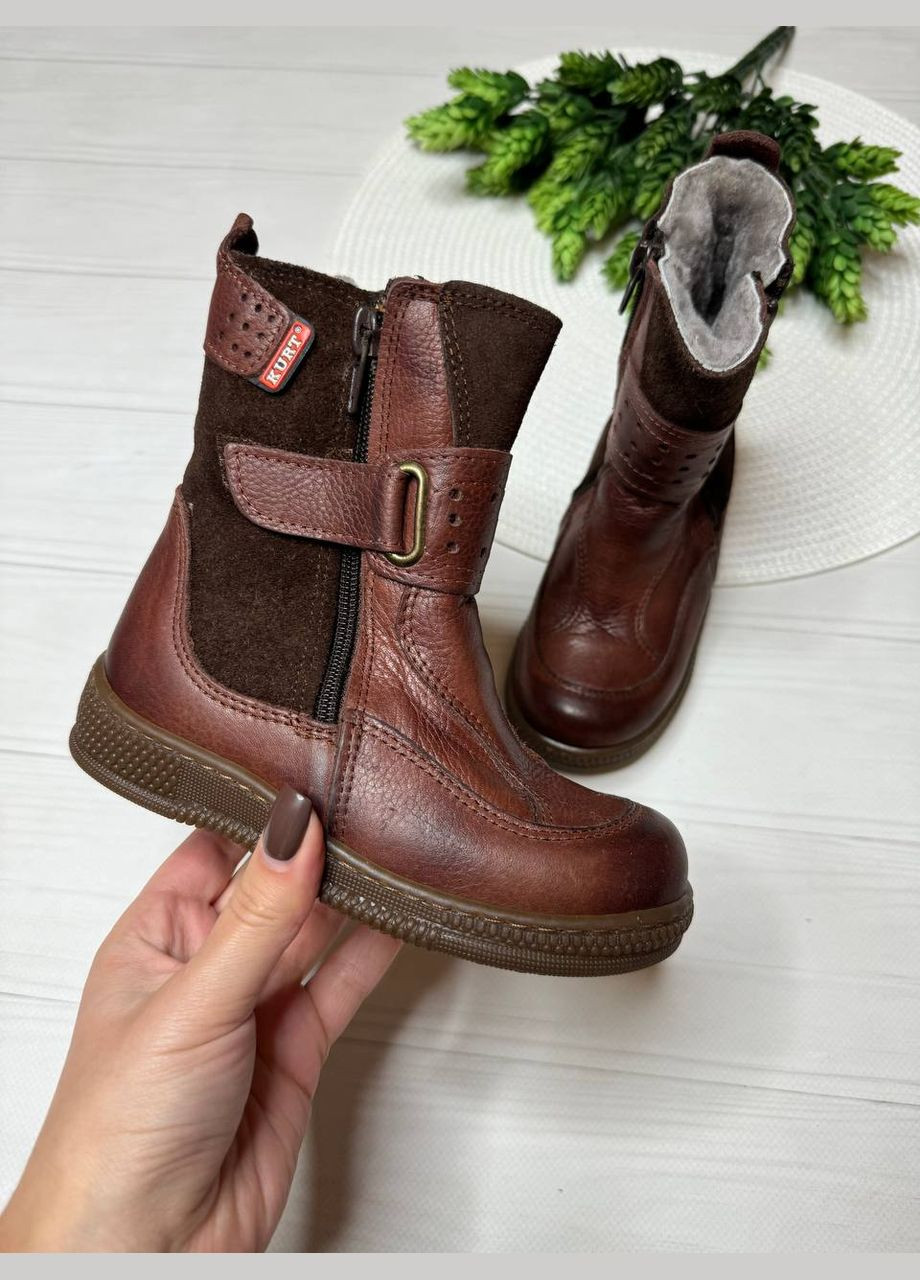 Коричневые осенние ботинки уны. натуральная кожа/натуральный мех 7634412 Kurt