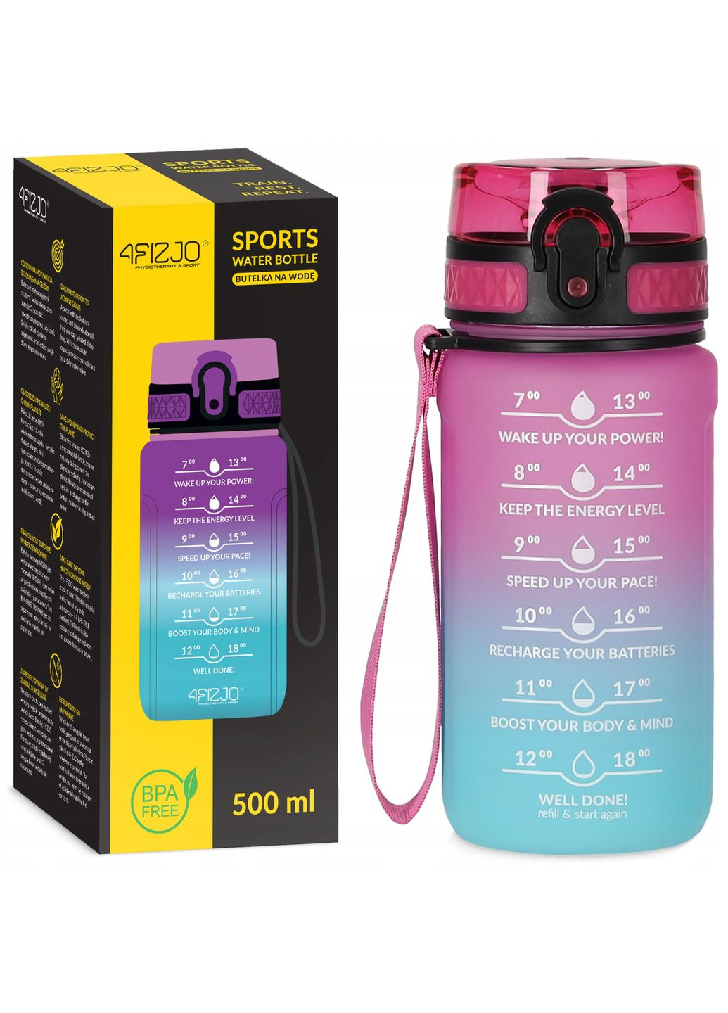 Бутылка для воды спортивная 500 мл Pink/Sky Blue () 4FIZJO P-5905973400749 (342758092)