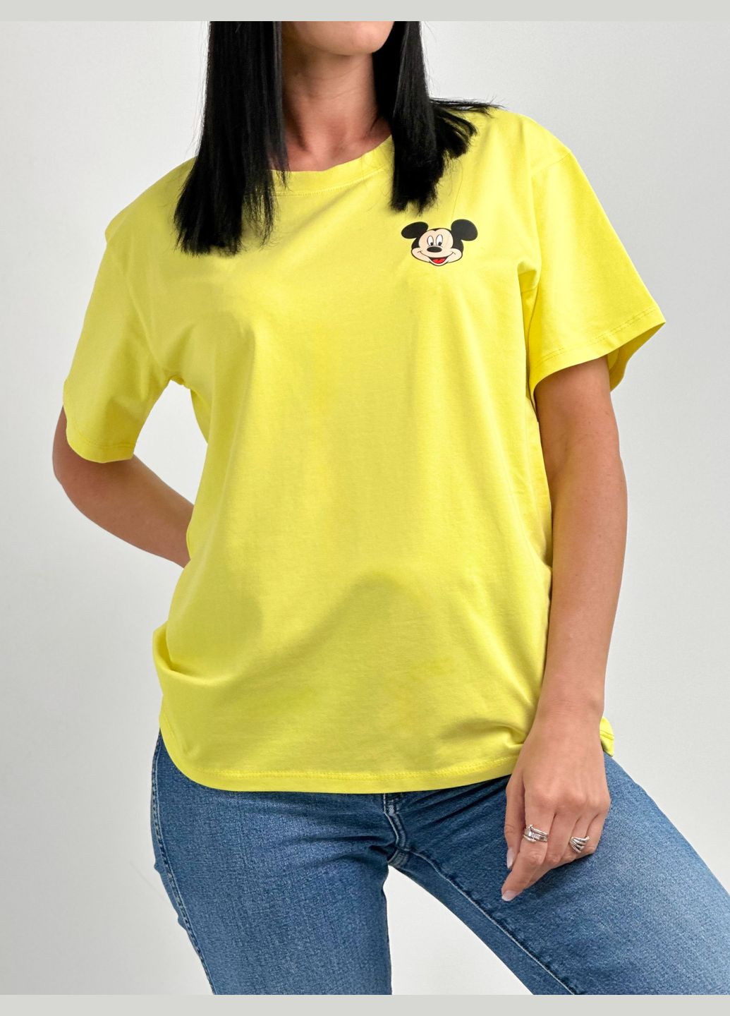 Желтая летняя женская футболка с принтом Fashion Girl Disney