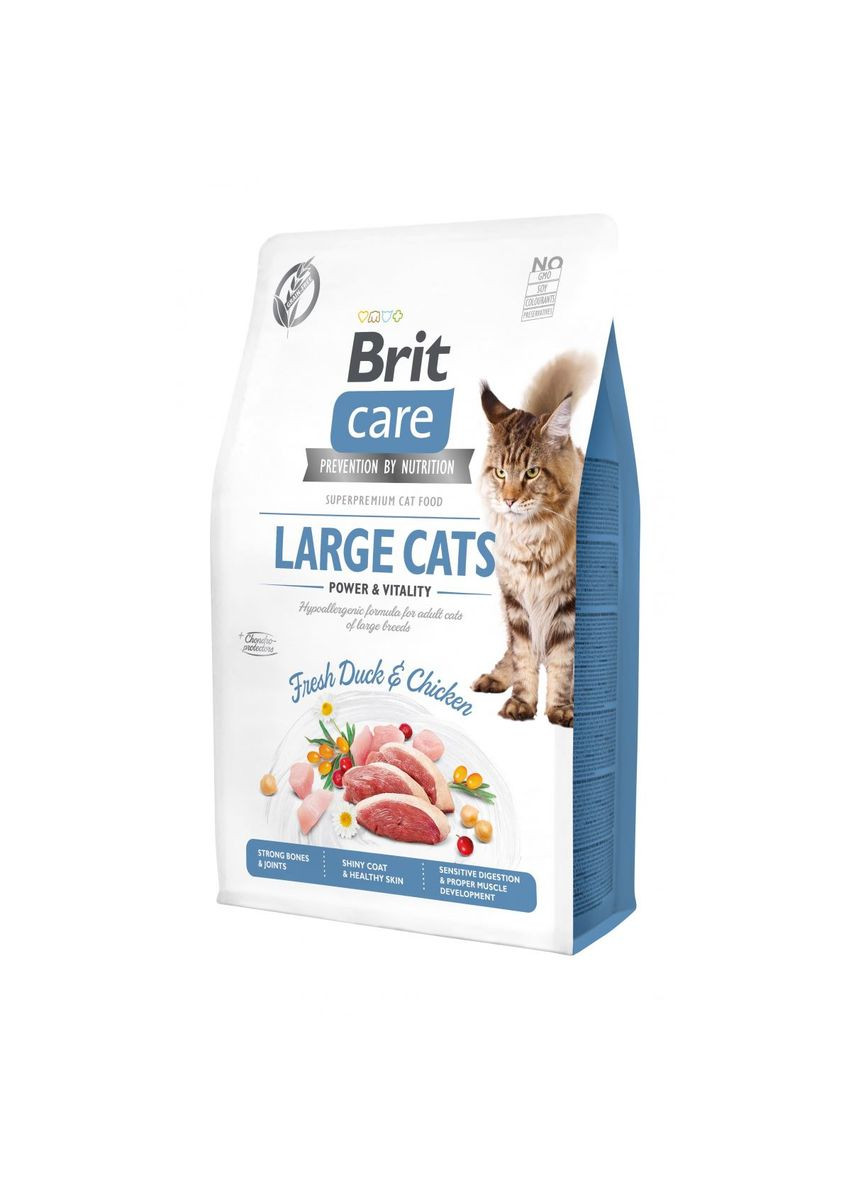 Корм для кошек крупных пород Care Large Cats Power & Vitality 2 кг, с курицей и уткой Brit (293408133)