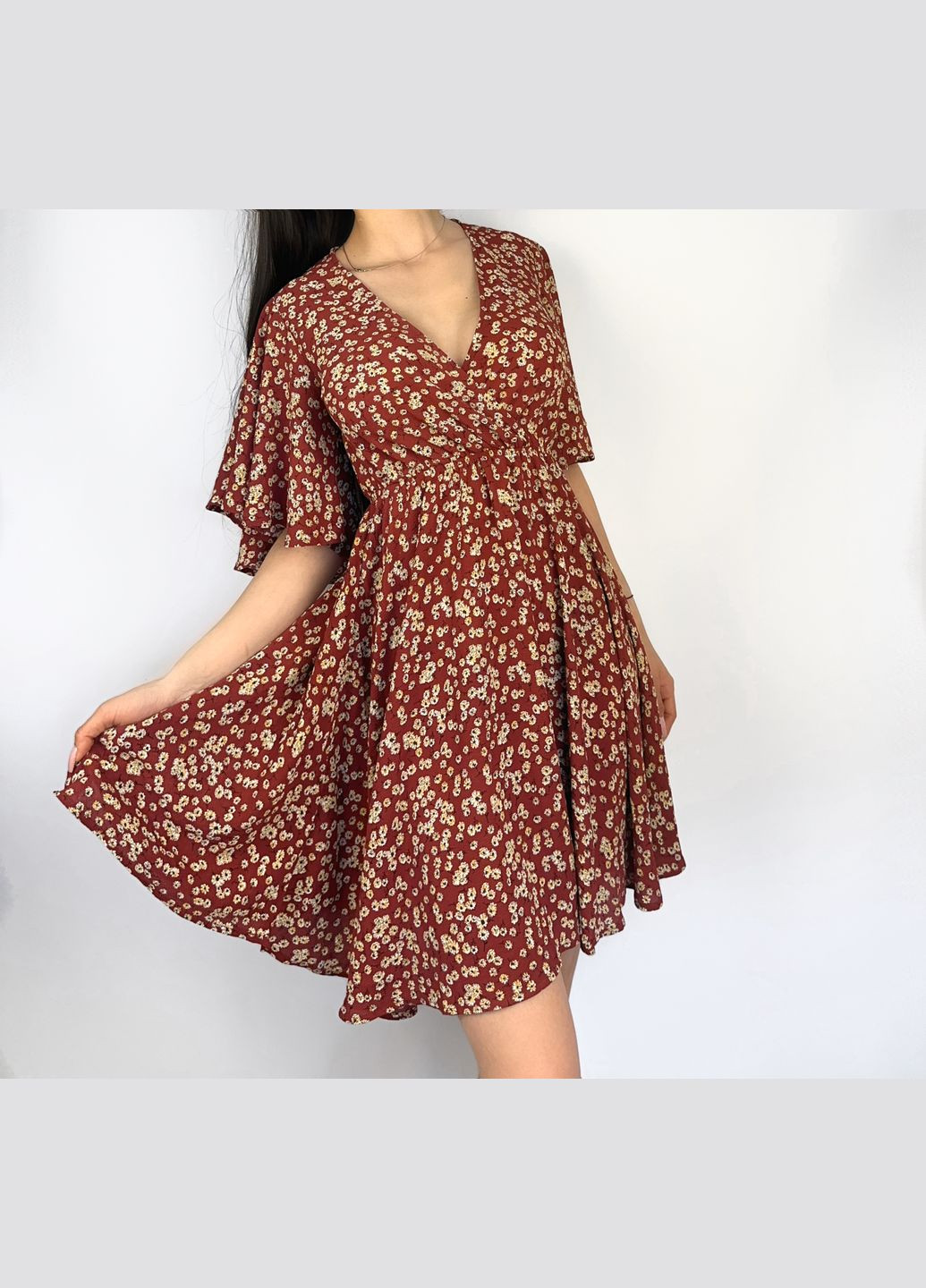 Комбінована сукня червона у квітковий принт btg-0017 SHEIN