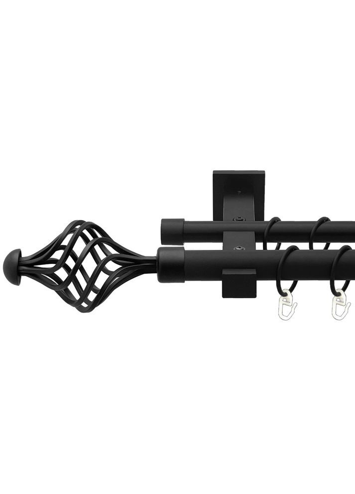 Карниз Арезо металевий дворядний техно гладка труба кільце металеве Чорний Матовий 19\19 мм 300 см ORVIT (299335034)