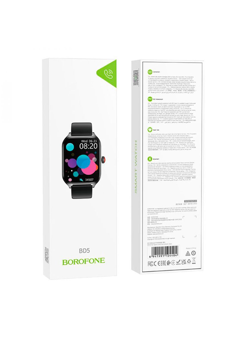 Смарт-годинник Smart sports watch(call version) Black (6941991104404) Borofone BD5 (324066768)