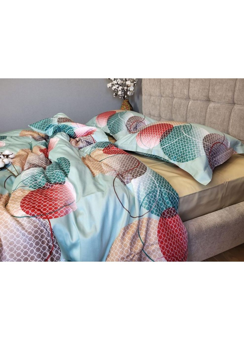 Постільна білизна з резинкою TOLEDO COLORFUL, сатин PREMIUM Полуторний розмір, наволочки 70/70 No Brand (364218391)
