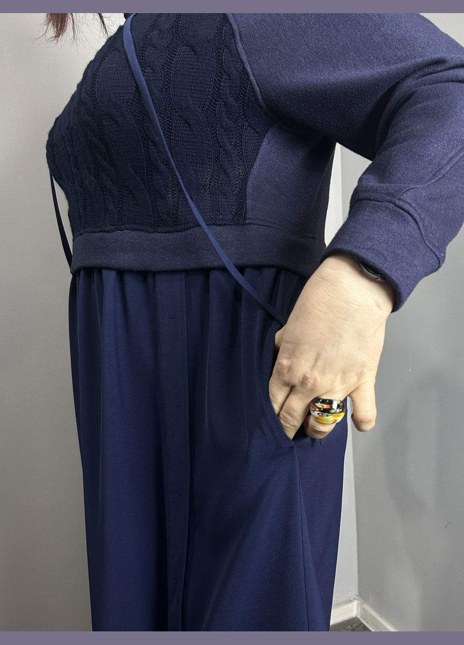 Синее кэжуал платье женское меди синее "даша" mkpr2118-4 Modna KAZKA