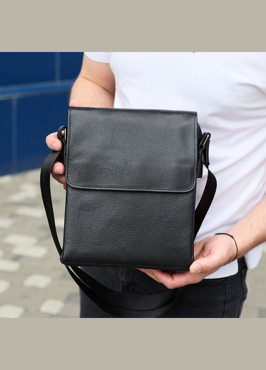 Сумка месенджер шкіряна барсетка для чоловіка чорна 35775 Tiding Bag (359380749)