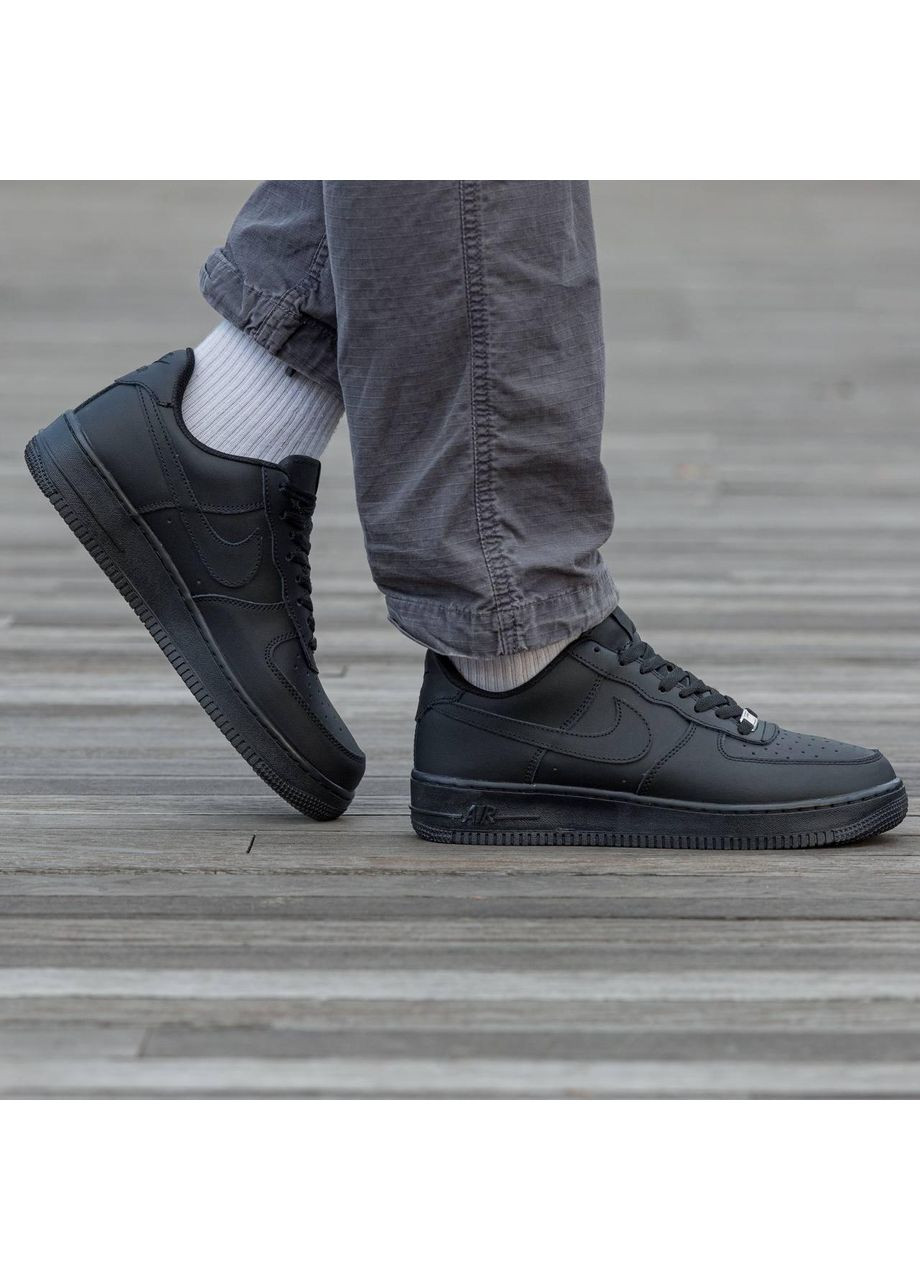 Чорні Осінні кросівки чоловічі Nike Air Force 1 Low 07 Premium Black CW2288 Найк Аир Форс 1