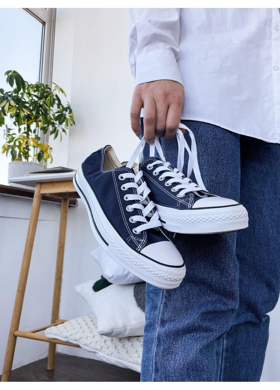 Белые демисезонные кеды мужские converse low navy blue конверс No Brand