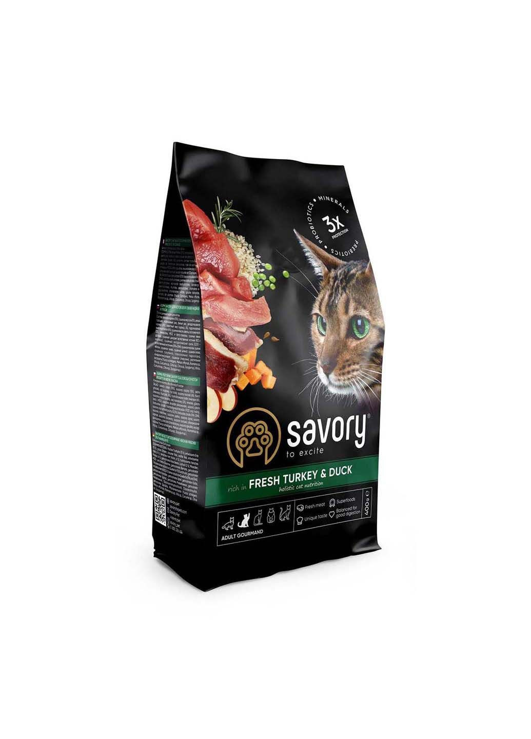 Сухой корм для капризных кошек со вкусом утки и индейки 400 г Savory (286472731)