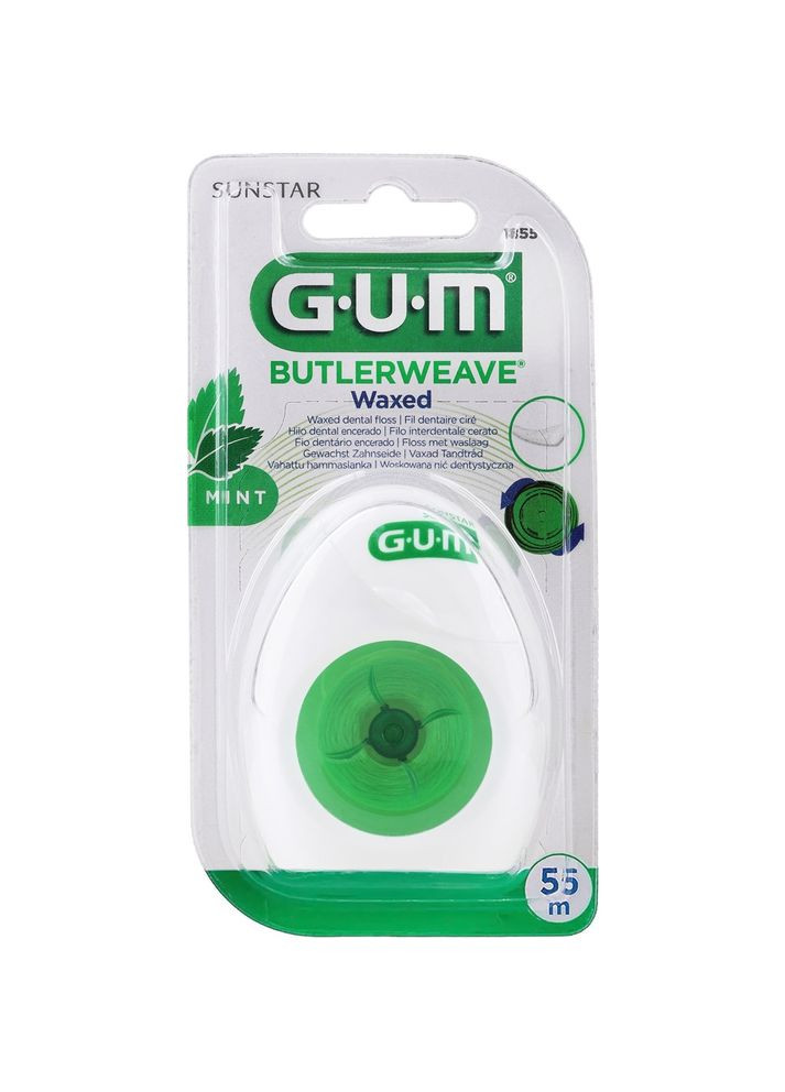 Зубная нить Butlerweave Mint Waxed мятная вощеная, 55 м GUM 1855M2 (342715607)