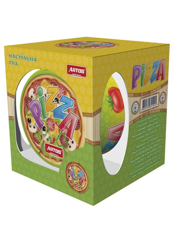 Настільна гра "Піца" 1045, 70 круглих карток Artos Games (304407235)