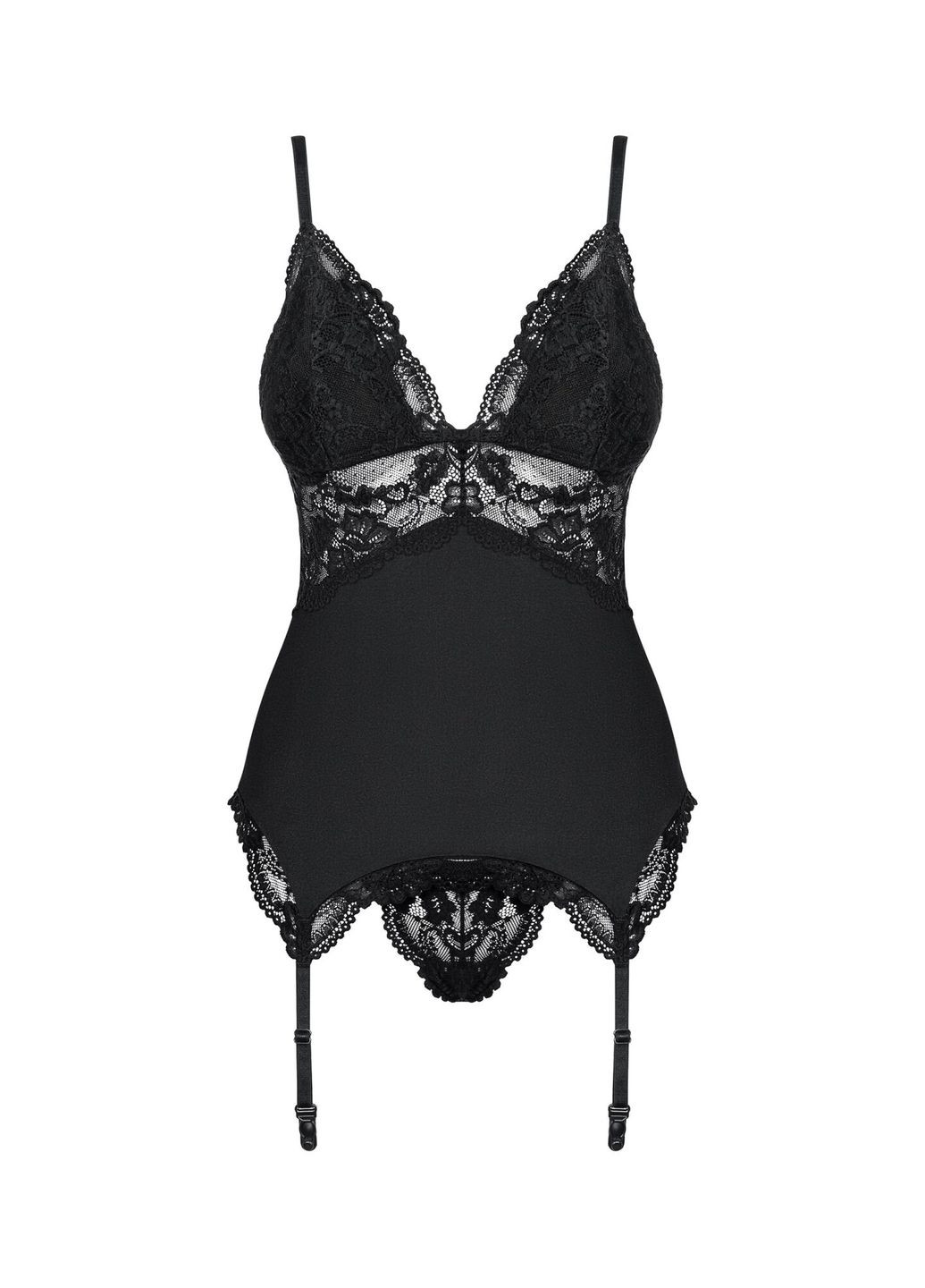 810-COR-1 corset & thong black L/XL Obsessive (289532879)