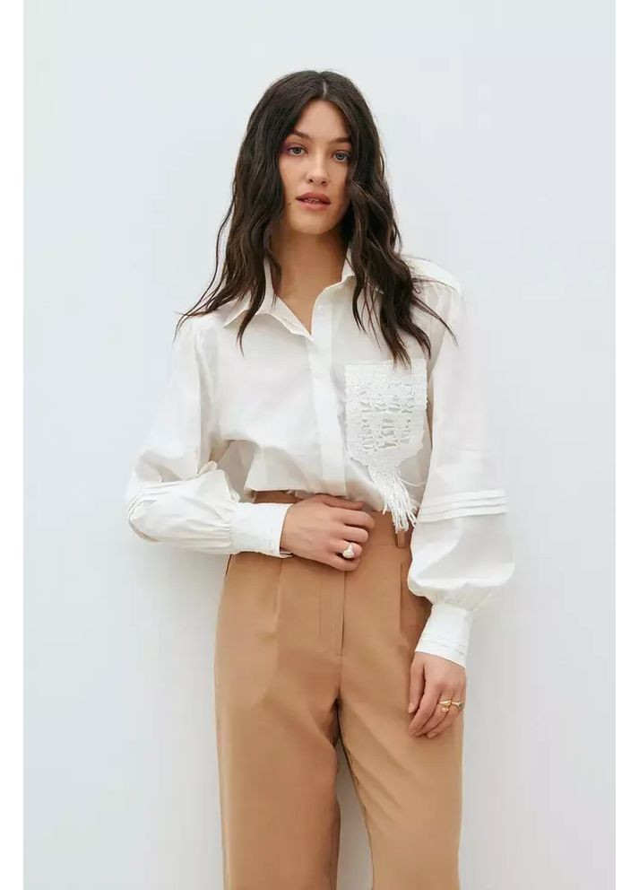 Жіноча сорочка з декоративною кишенею макраме MKRM4167 Rica Mare (366431164)