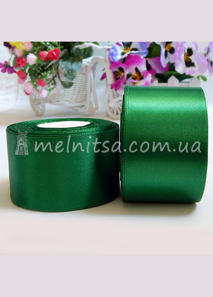 Лента атласная, однотонная, 5 см №127 темно-зеленая No Brand (341730575)