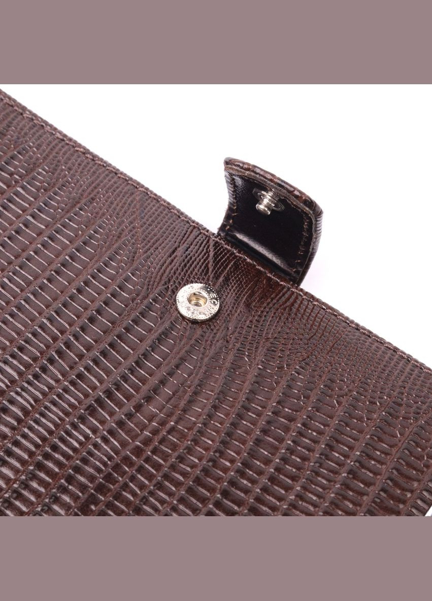 Лакированное мужское портмоне с хлястиком для карт и документов коричневое (sku_21194) No Brand (327819630)