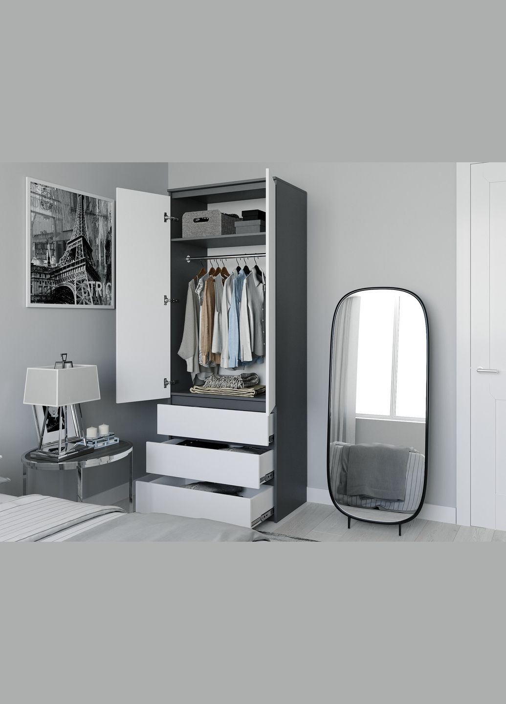 Шкаф распашной для одежды с трубой T-211 от MORELI (335423329)