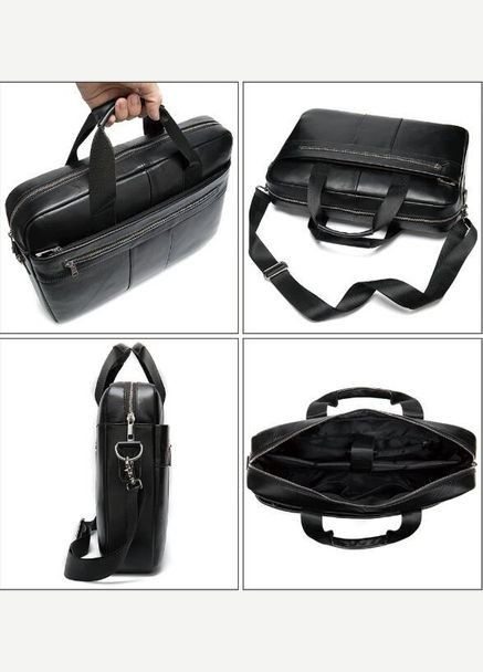 Сумка ділова чоловіча шкіряна 14794 Чорна Vintage (331910575)