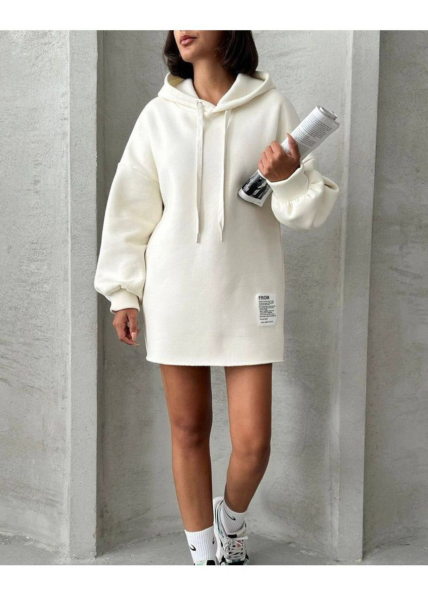 Молочна жіноча сукня-худі на флісі Osoblyva