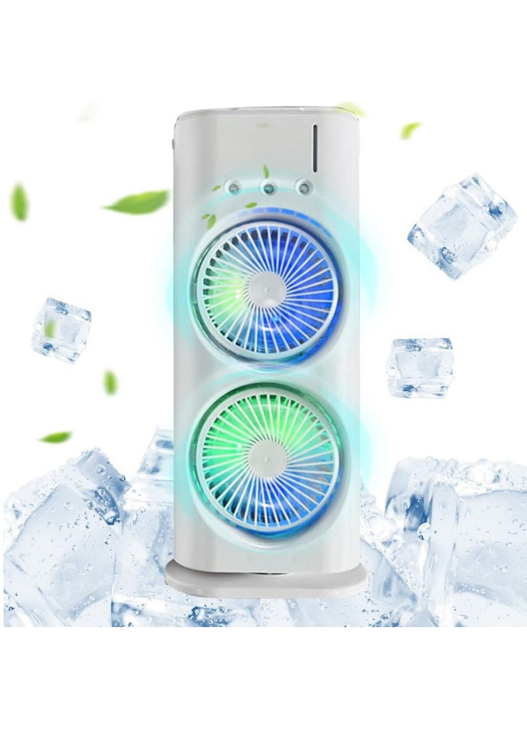 Настільний вентилятор подвійний з охолодженням Double-ended Spray Fan LED підсвічування 3 швидкості More Double Spray Fan (302311891)